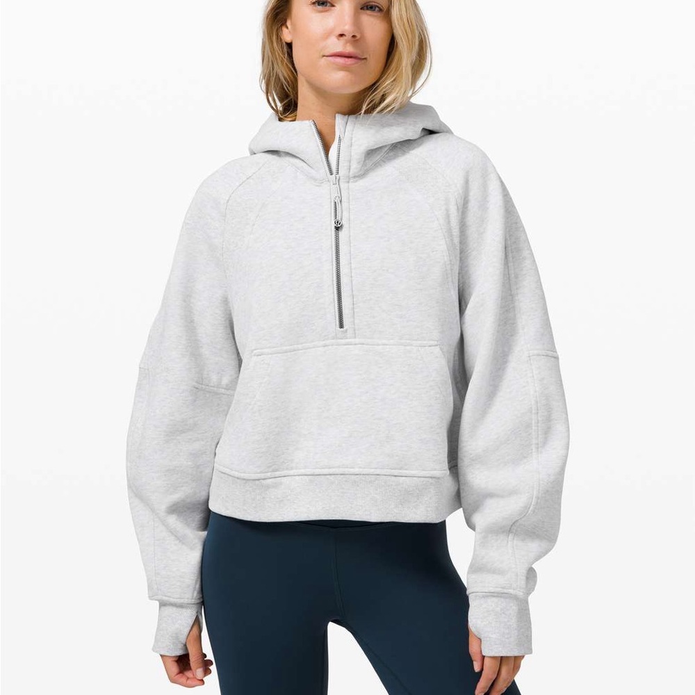 Lululemon Scuba Oversized 1/2 Zip Hoodie Heathered Core Ultra Light Grey